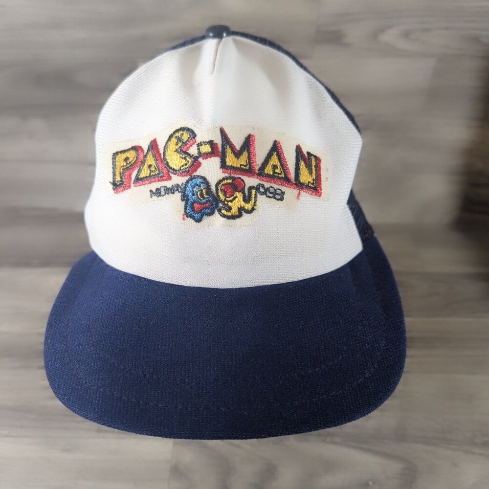 Rare VTG Pac-Man Midway Arcade 1981 Trucker Mesh Snapback Hat Cap 80s